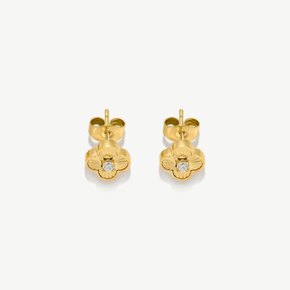 Pleated Clover Studs