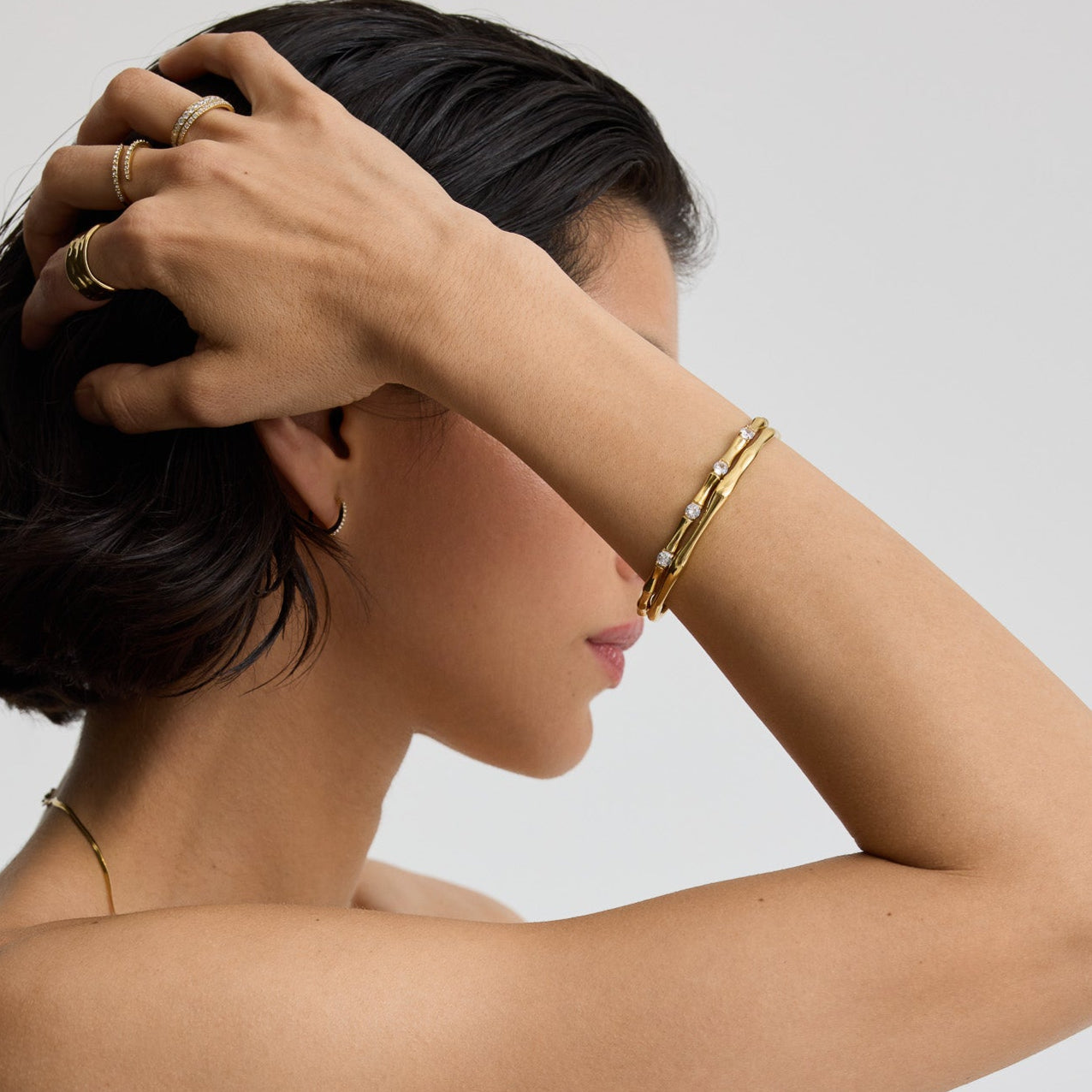 Bamboo Bangle With Stones