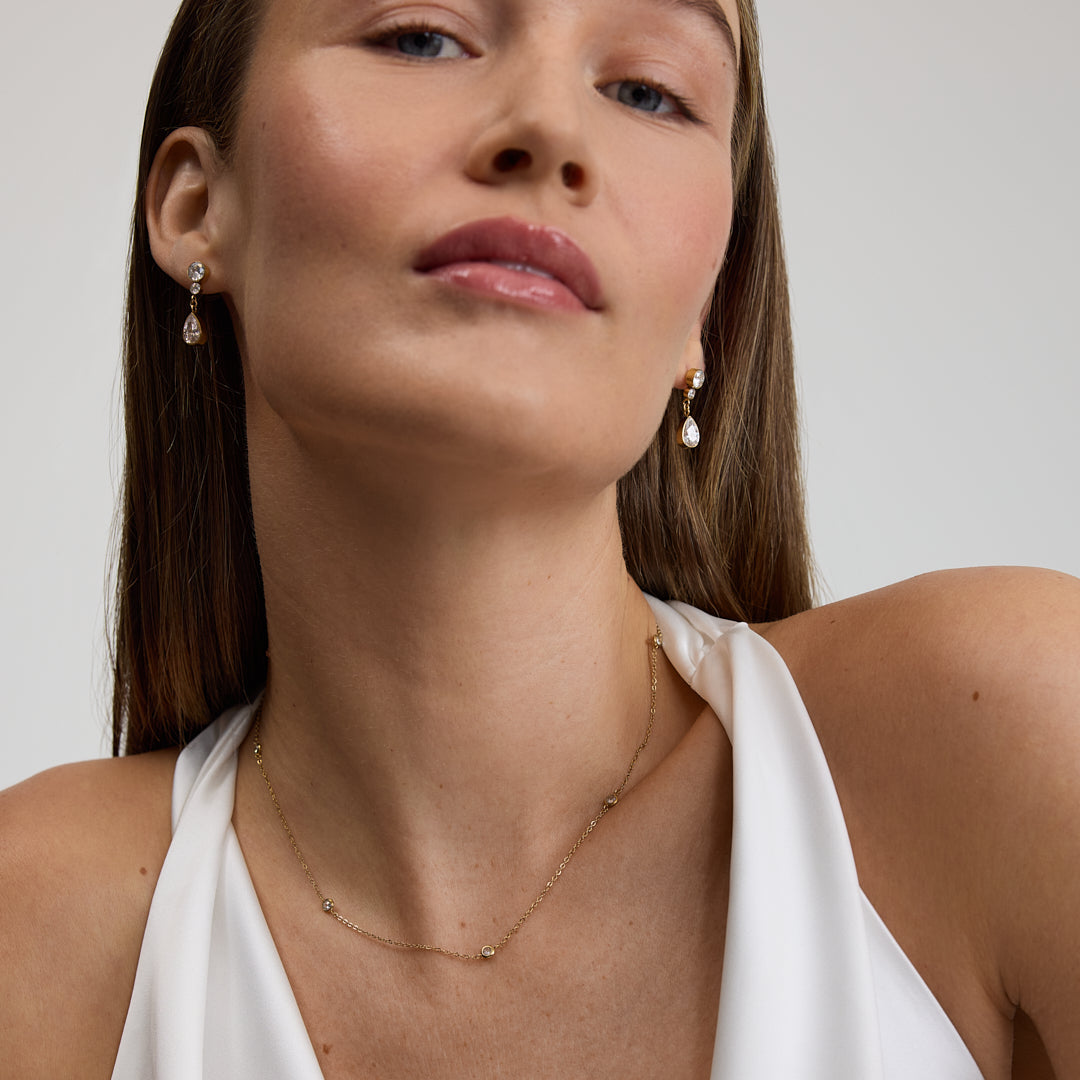 Multi Stone Chain Necklace