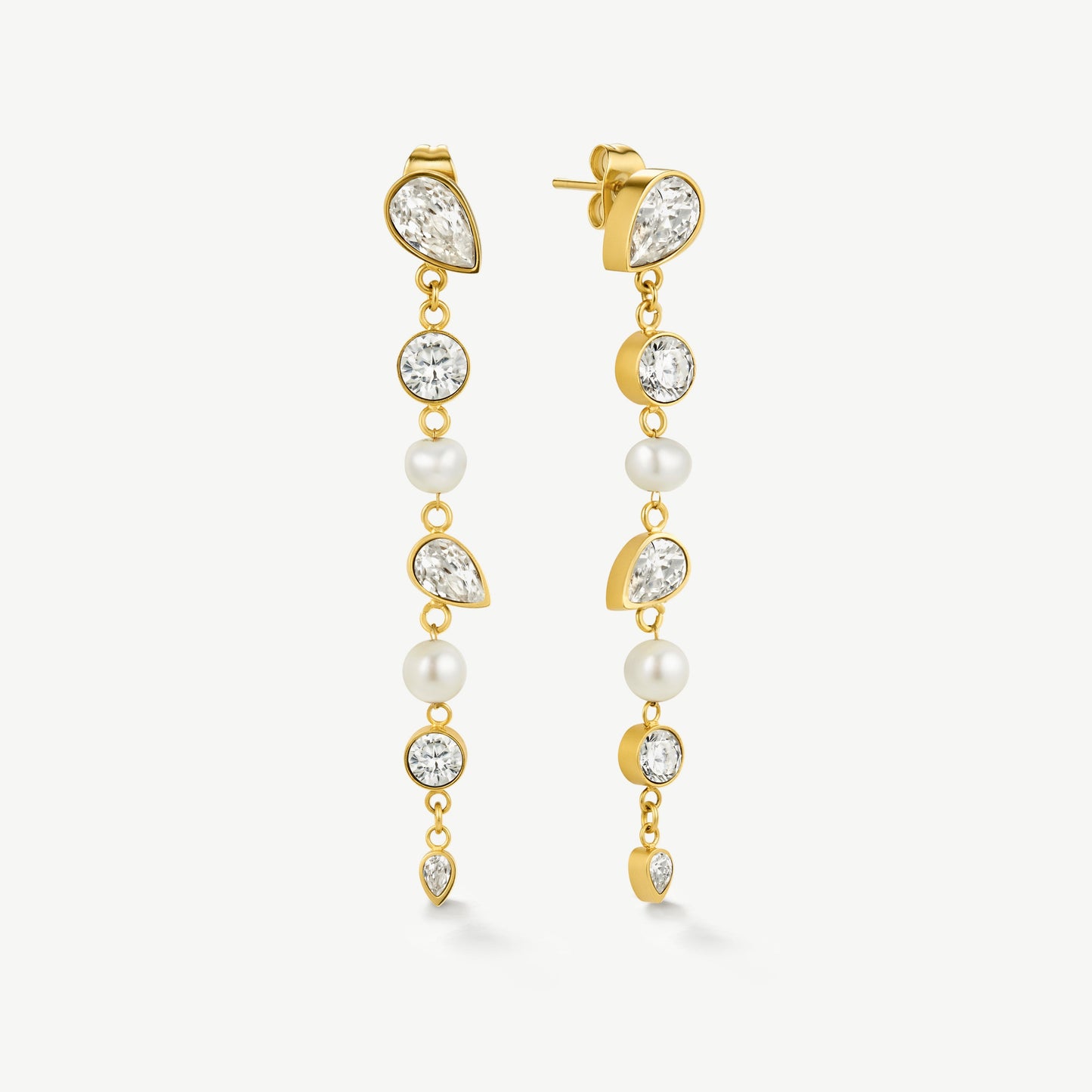 Statement Drop Pear and Pearl Earrings