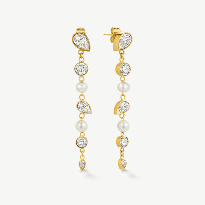 Statement Drop Pear and Pearl Earrings