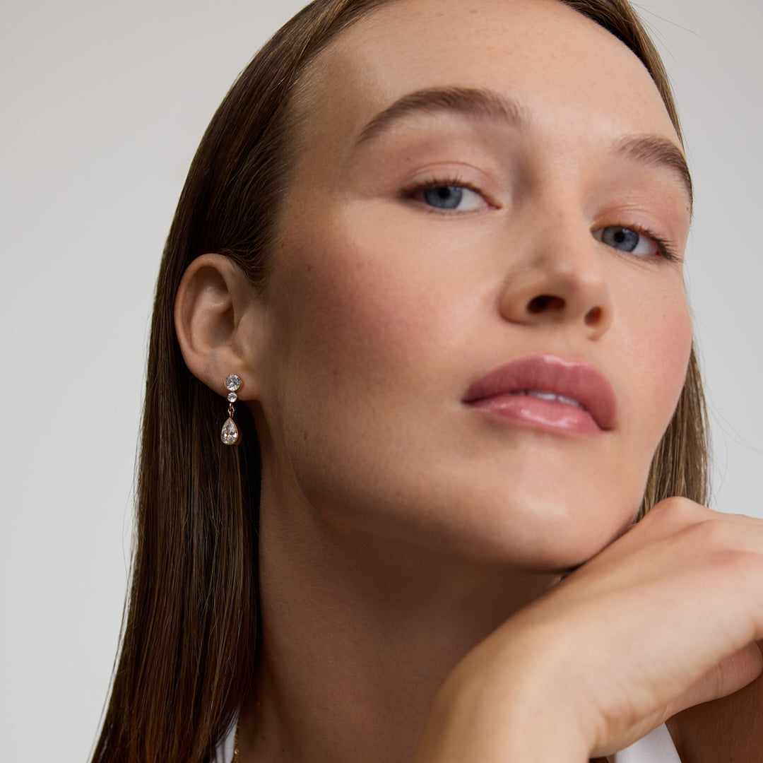 Pear Drop Earrings with Stones