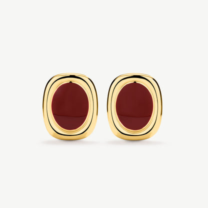 Bold Oval Statement Earrings Red
