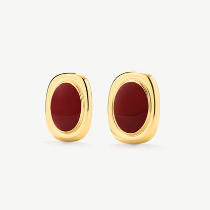 Bold Oval Statement Earrings Red